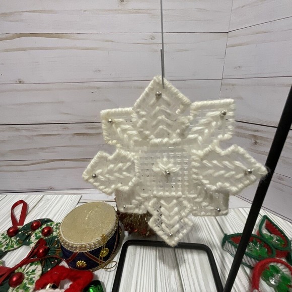 Lot of Farm House Homemade Christmas Tree Ornaments plastic canvas, misc - Picture 3 of 16